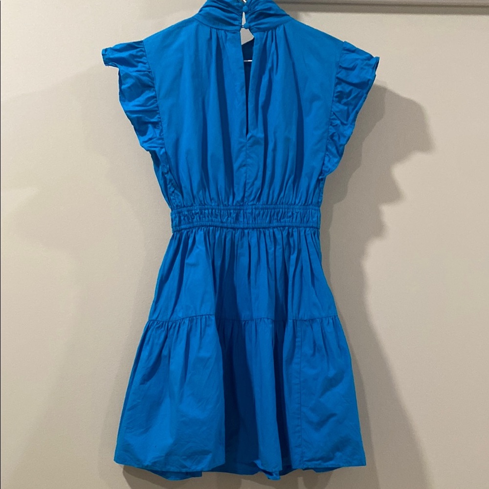 Line & Dot Vibrant Blue Ruffle Sleeve Dress - Picture 3 of 5